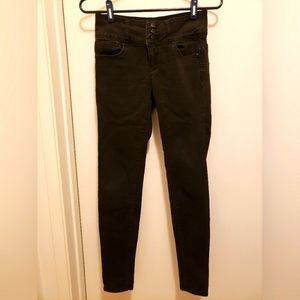 Wax Jean black jeans thin soft skinny tight leggings button & zipper Size 3